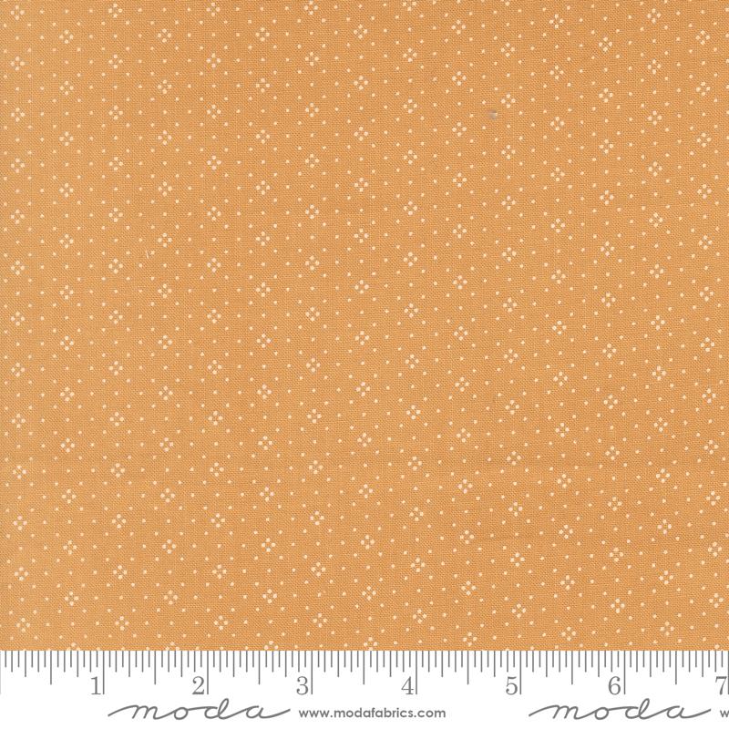 Larkspur and Linen Eyelet Tan - Quilt Fabric, zoomed in. Select this picture to zoom back out.
