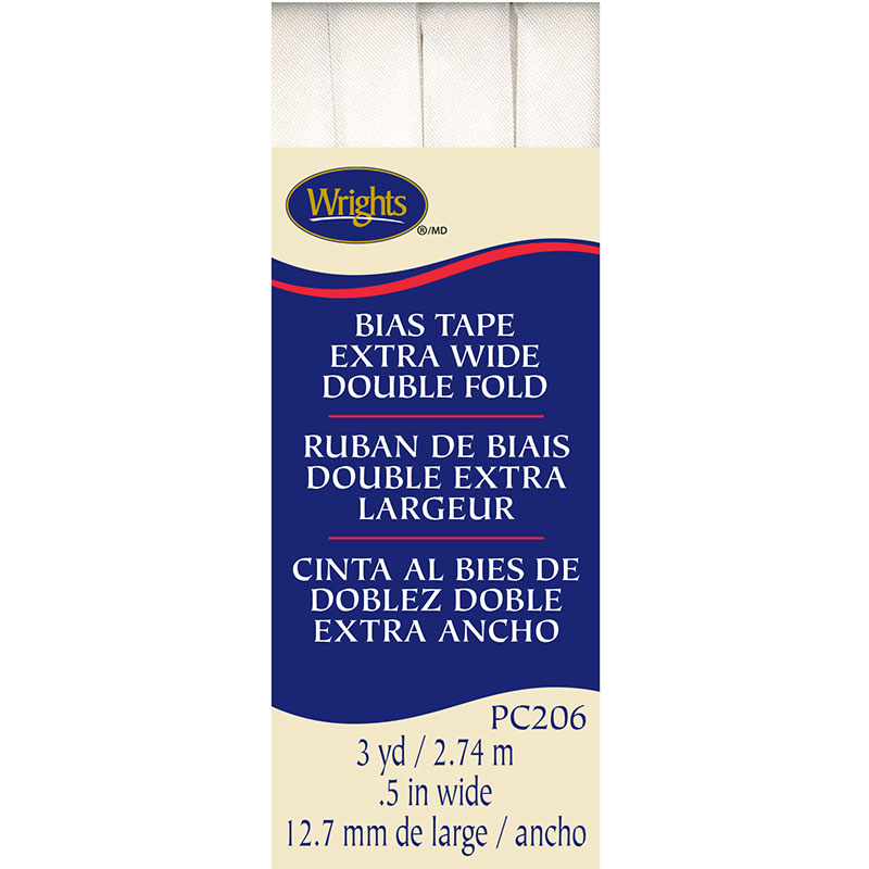 Bias Tape Extra-Wide Double Fold White
