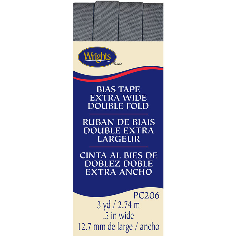 Bias Tape Extra-Wide Double Fold Light Grey