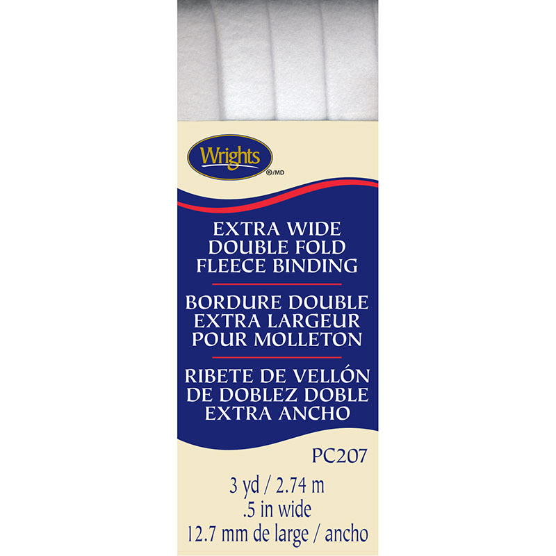Extra-Wide Double Fold Fleece Binding White