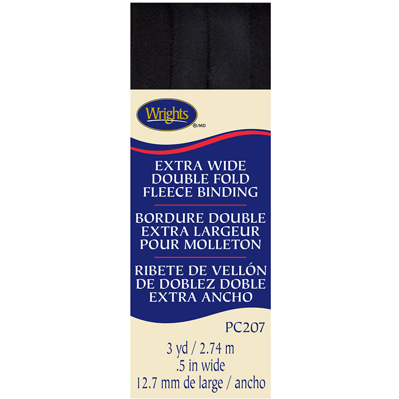 Extra-Wide Double Fold Fleece Binding Black