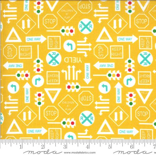 On The Go Backhoe - Its A Sign - Quilt Fabric