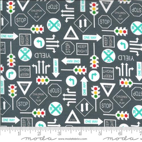 On The Go Asphalt - Its A Sign - Quilt Fabric
