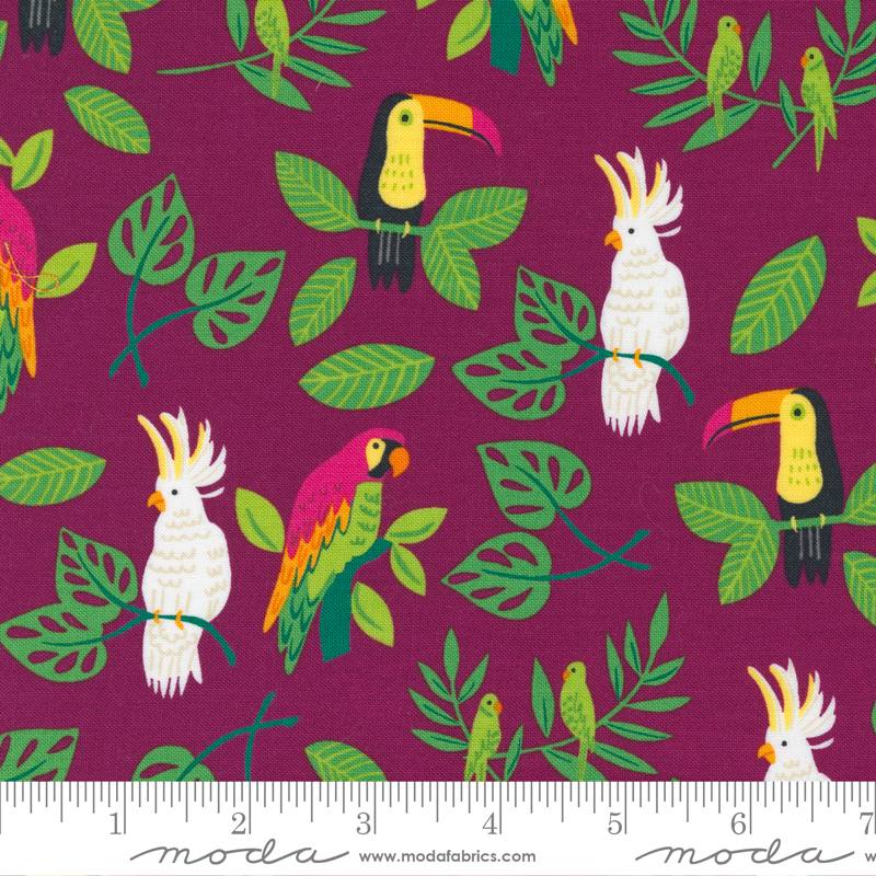Jungle Paradise Magenta - Birds In Paradise - Quilt Fabric