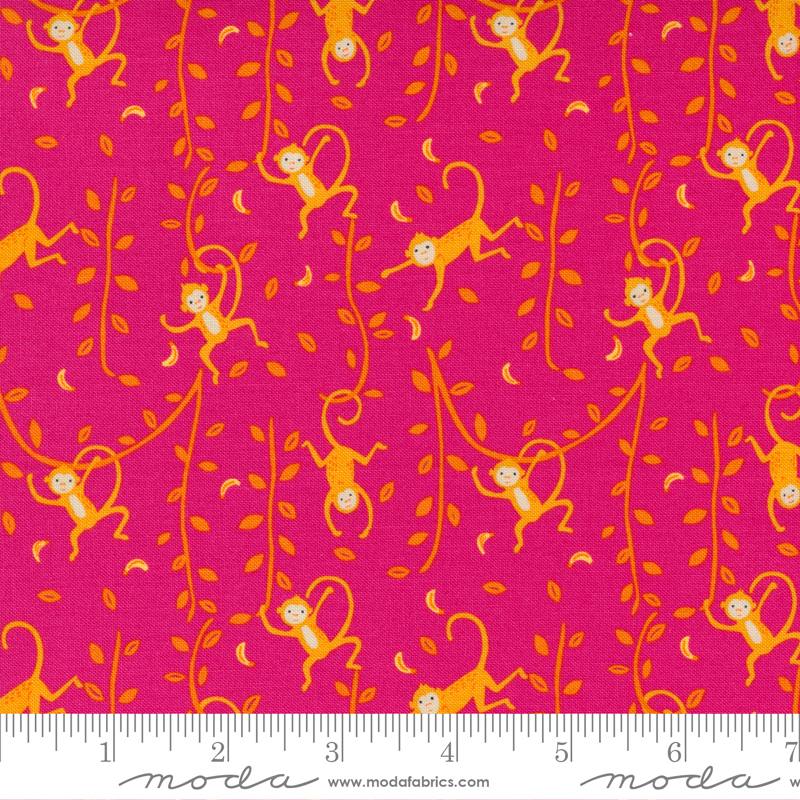 Jungle Paradise Hibiscus - Funny Monkey - Quilt Fabric