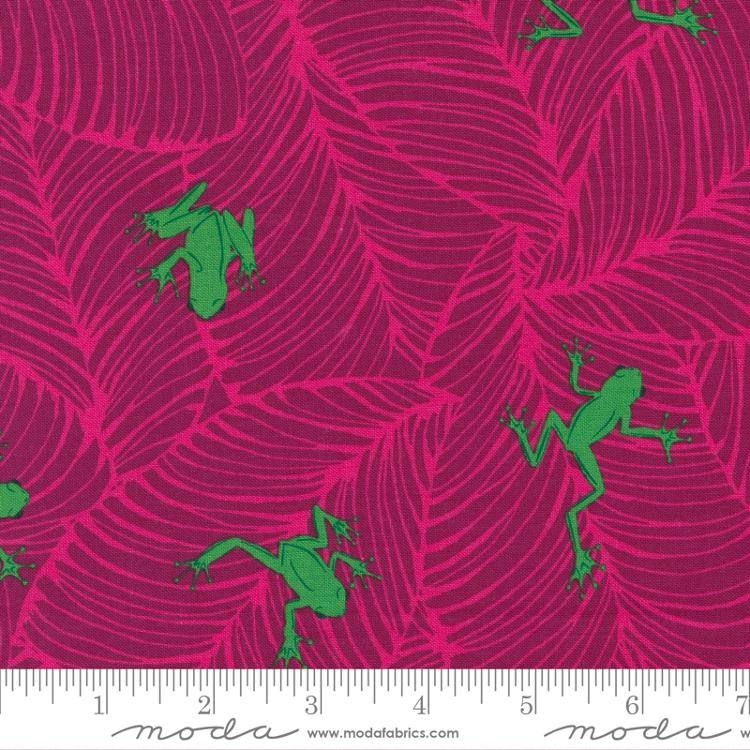 Jungle Paradise Magenta - Oh Froggy Frogs - Quilt Fabric