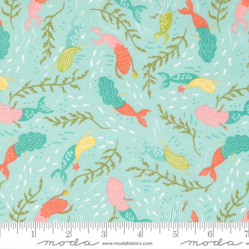The Sea And Me Seafoam - Mermaid Dance Fish Girl - Fabric