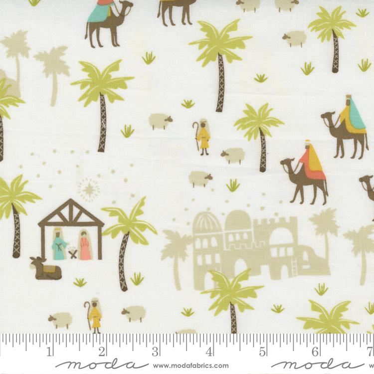 Joyful Joyful Cream - Oh Little Town Nativity - Yardage, zoomed in. Select this picture to zoom back out.