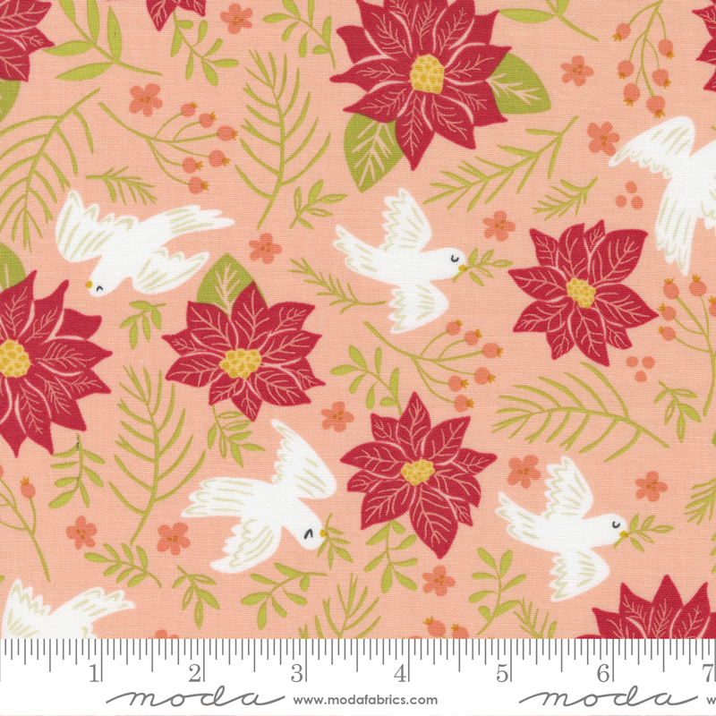 Joyful Joyful Blush - Peace Birds Poinsettia - Quilt Fabric