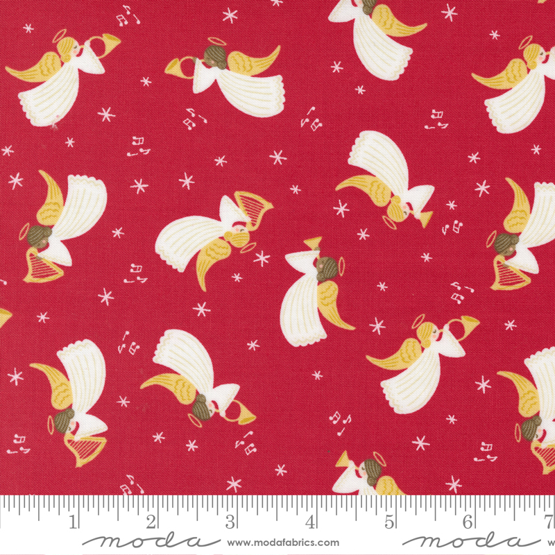Joyful Joyful Poinsettia Red - Hark The Angels - Fabric