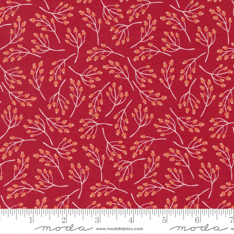 Joyful Joyful Poinsettia Red - Holly Berry Berries - Fabric