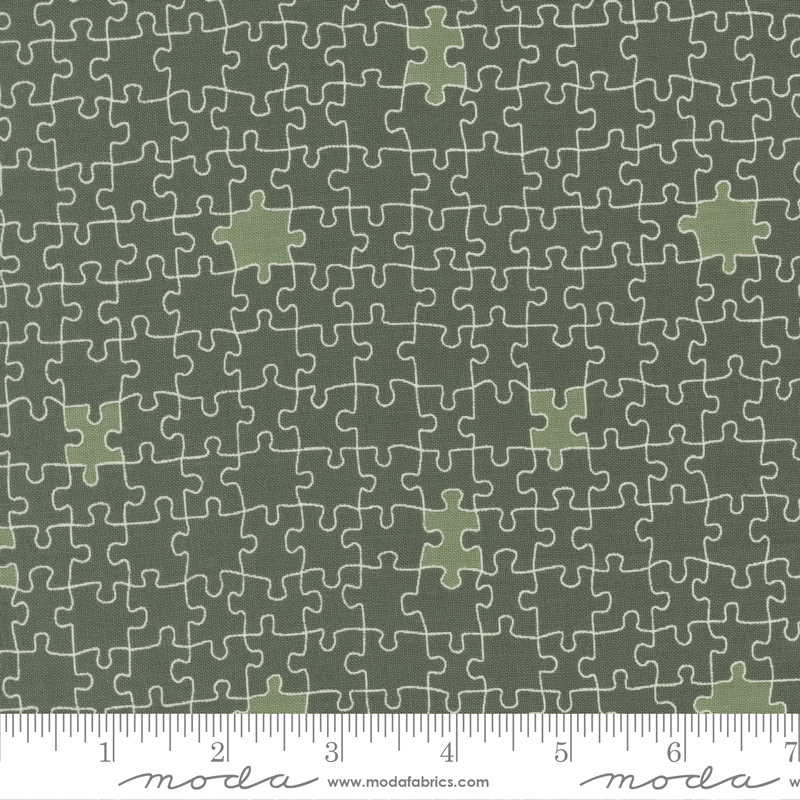 ABC XYZ Dark Green - Puzzled Blenders Puzzle - Quilt Fabric