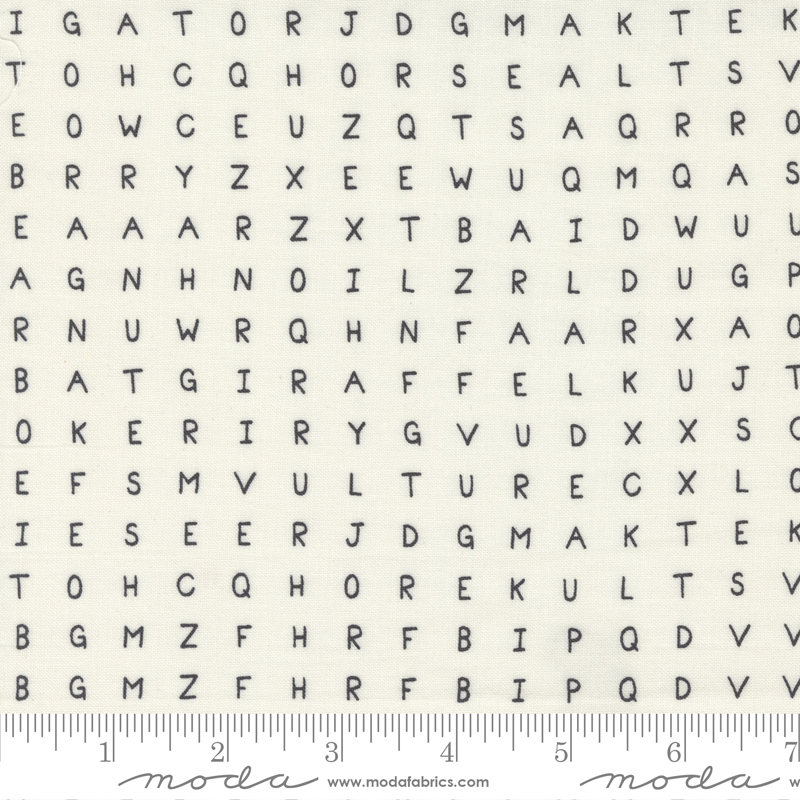 ABC XYZ Cream - Word Search - Quilt Fabric