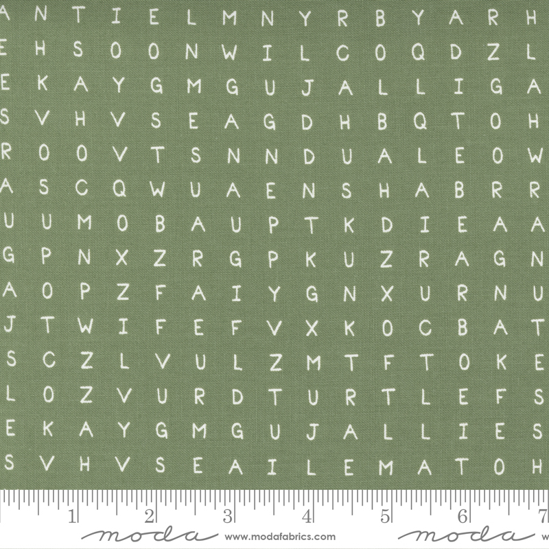 ABC XYZ Green - Word Search - Quilt Fabric