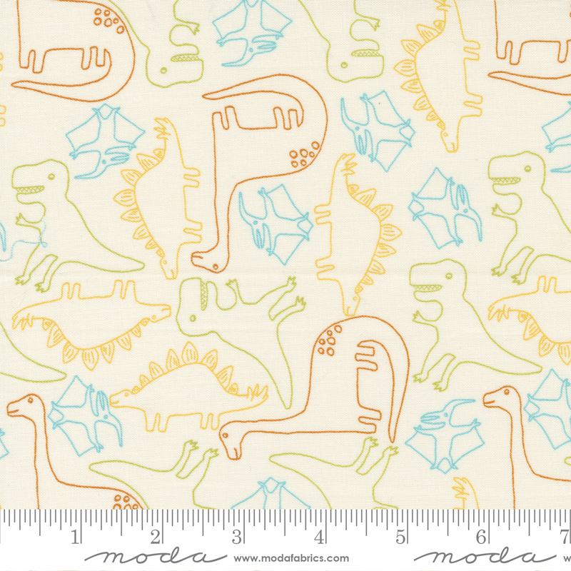 Stomp Stomp Roar Bone - Dino Sketch - Quilt Fabric