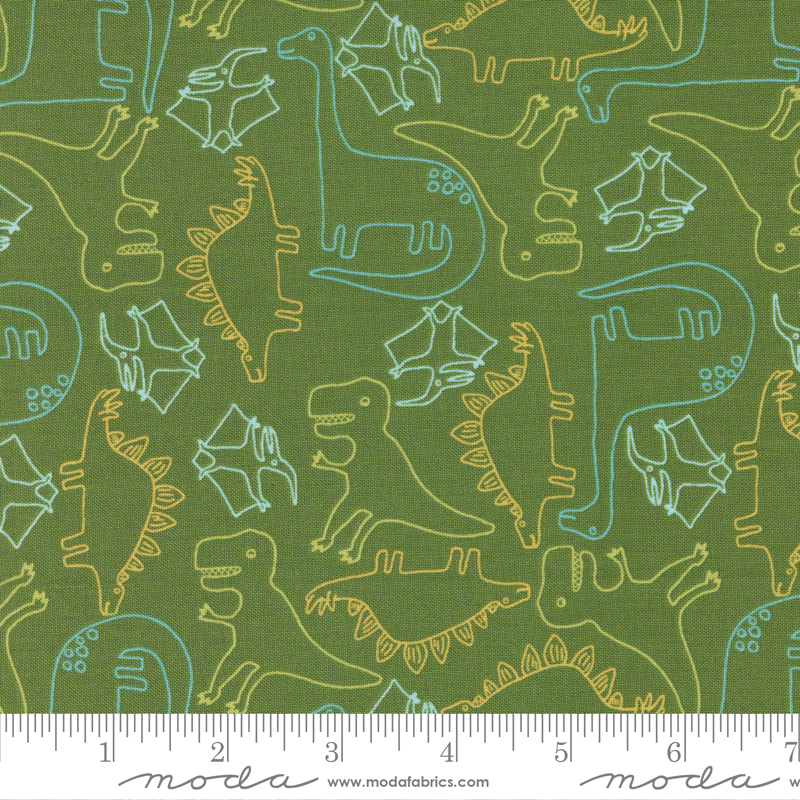 Stomp Stomp Roar Jungle - Dino Sketch - Quilt Fabric