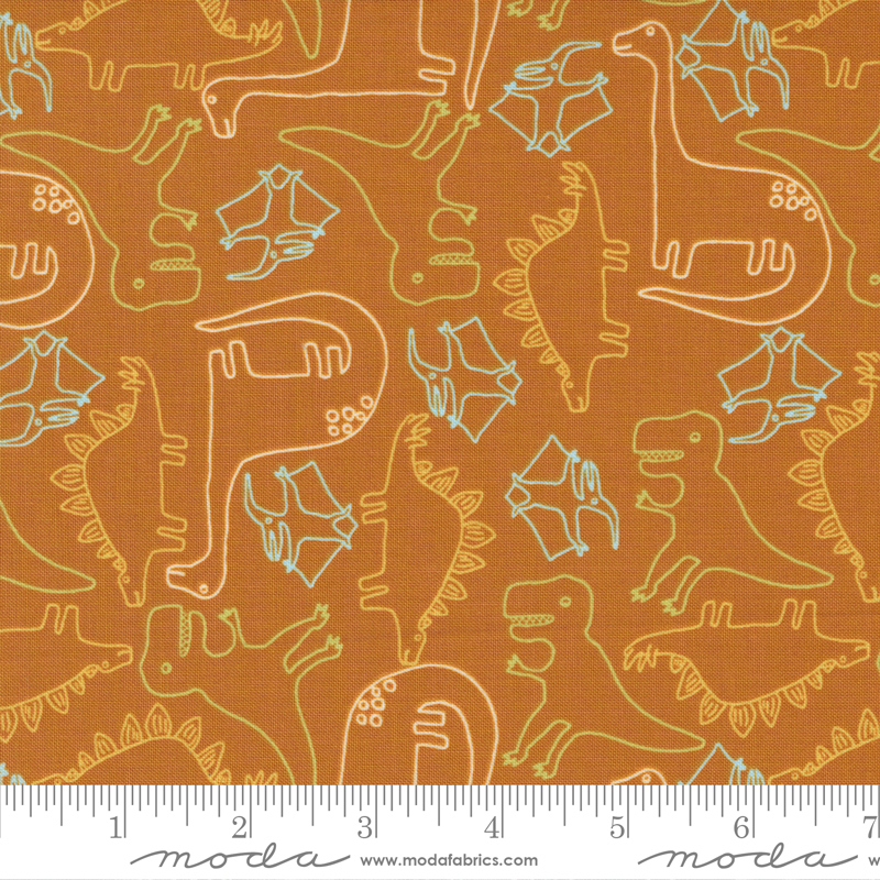 Stomp Stomp Roar Lava - Dino Sketch - Quilt Fabric