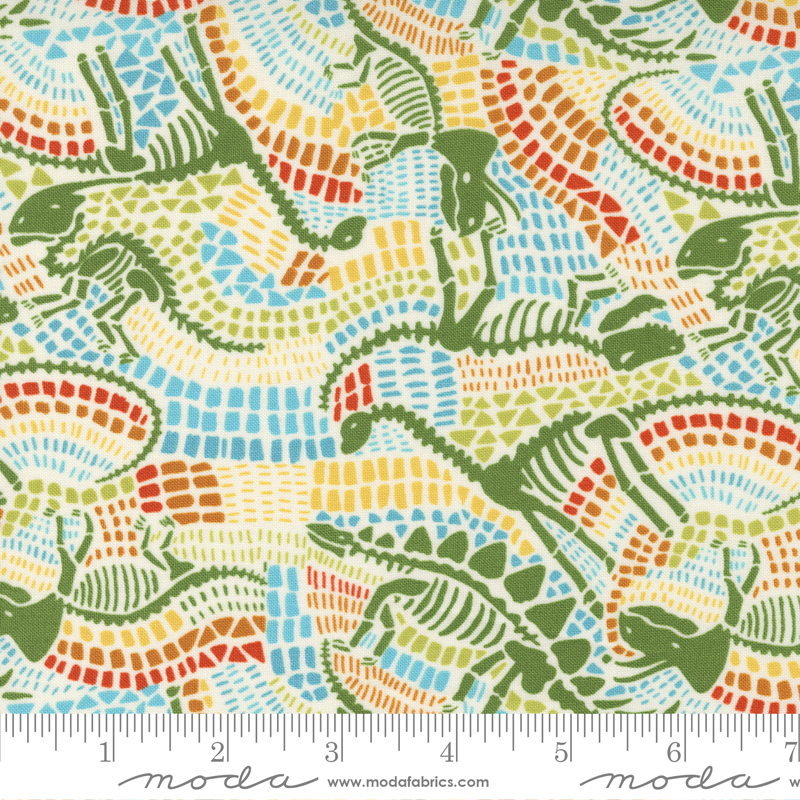 Stomp Stomp Roar Bone - Fossil Dinosaurs Fossil - Fabric