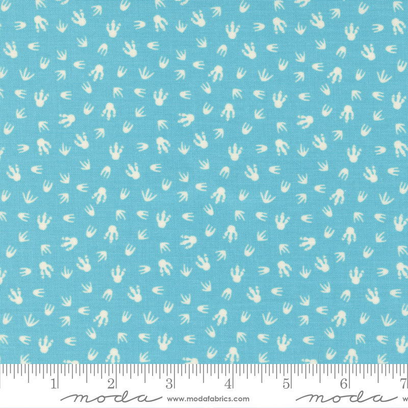 Stomp Stomp Roar Aqua - Footprints - Quilt Fabric