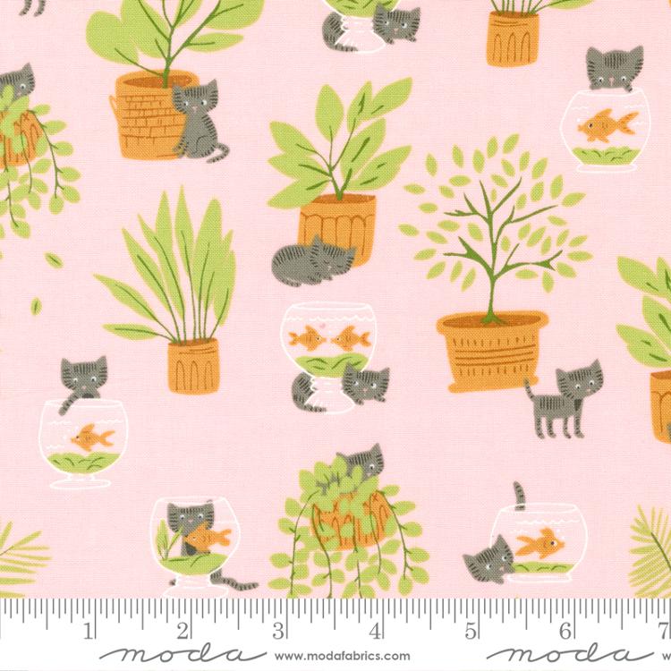 Here Kitty Kitty Pink - Quilt Fabric