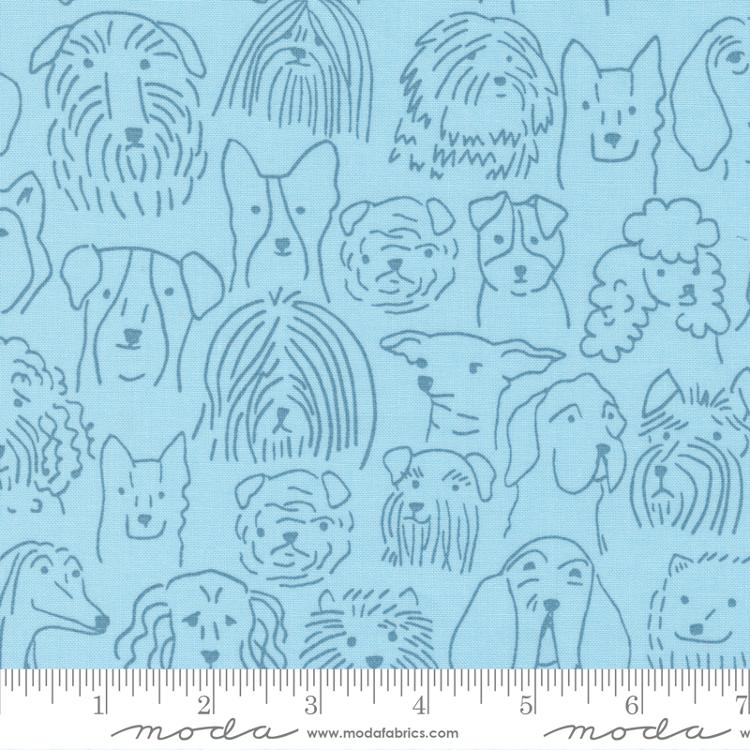 Dog Daze Sky - The Many Faces Novelty Dog - Quilt Fabric