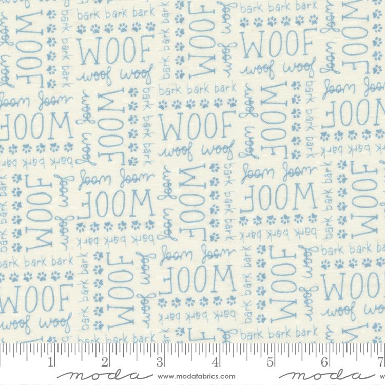 Dog Daze Cream - Woof Text and Words - Quilt Fabric