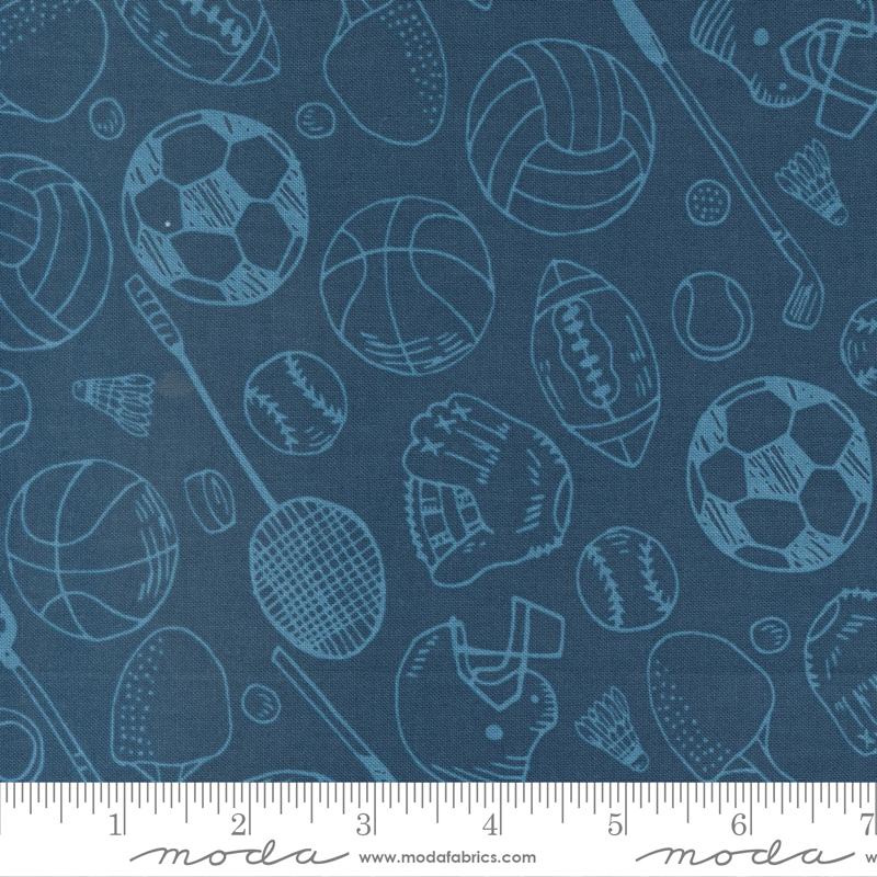 All Star Gear Blue - Novelty Sports Gear - Quilt Fabric