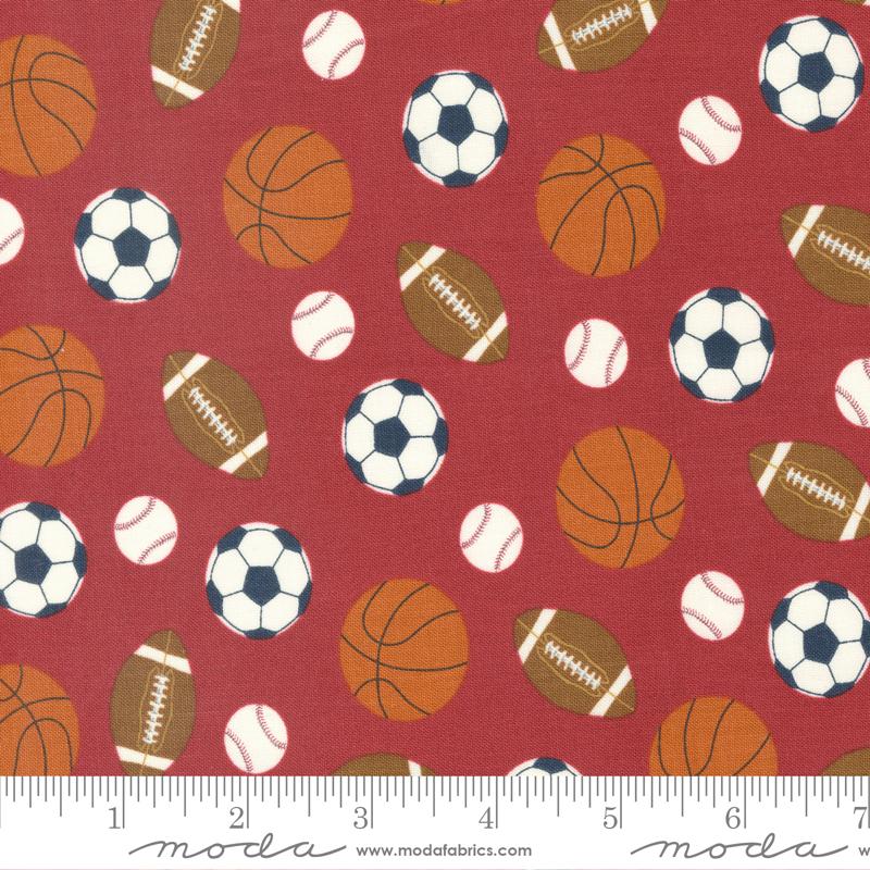 All Star Kick And Throw Rust - Quilt Fabric