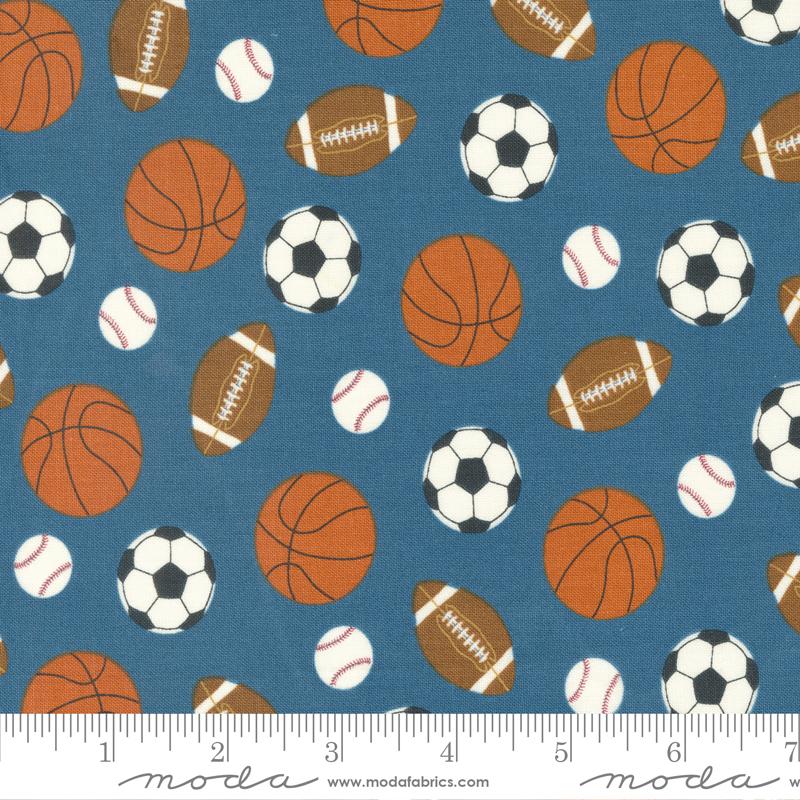 All Star Kick And Throw Blue - Quilt Fabric