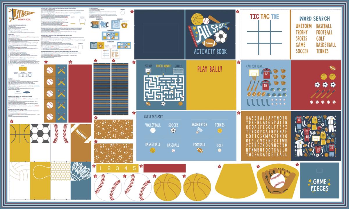 All Star Activity Book Quilt Panel