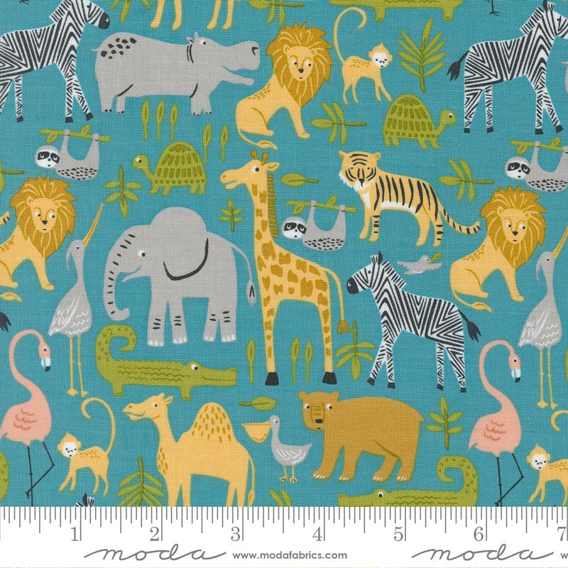 Noahs Ark Animal Parade Sea - Quilt Fabric
