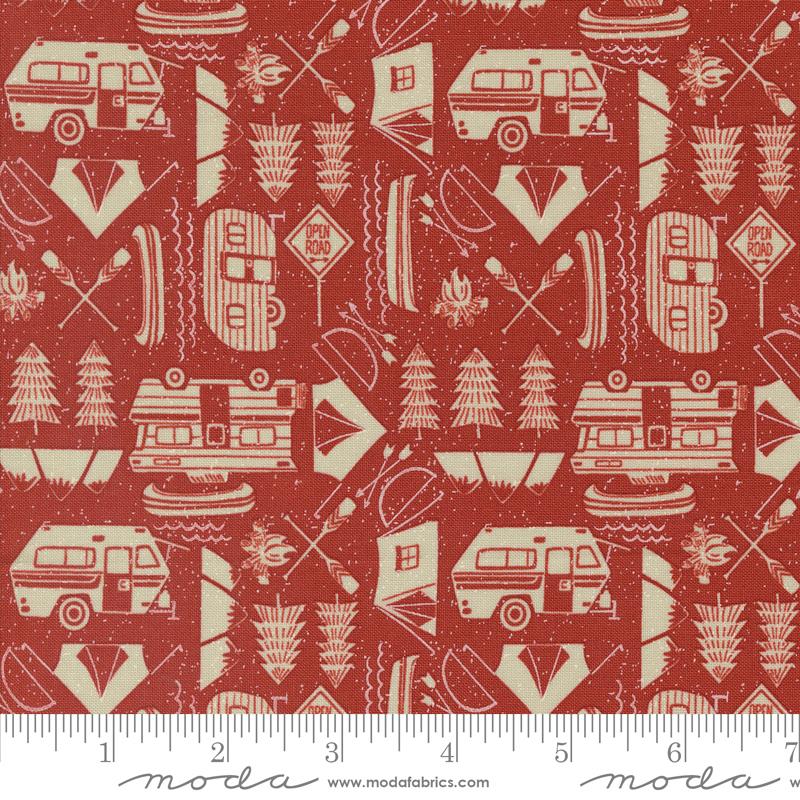 The Great Outdoors Camper - Fire - Quilt Fabric