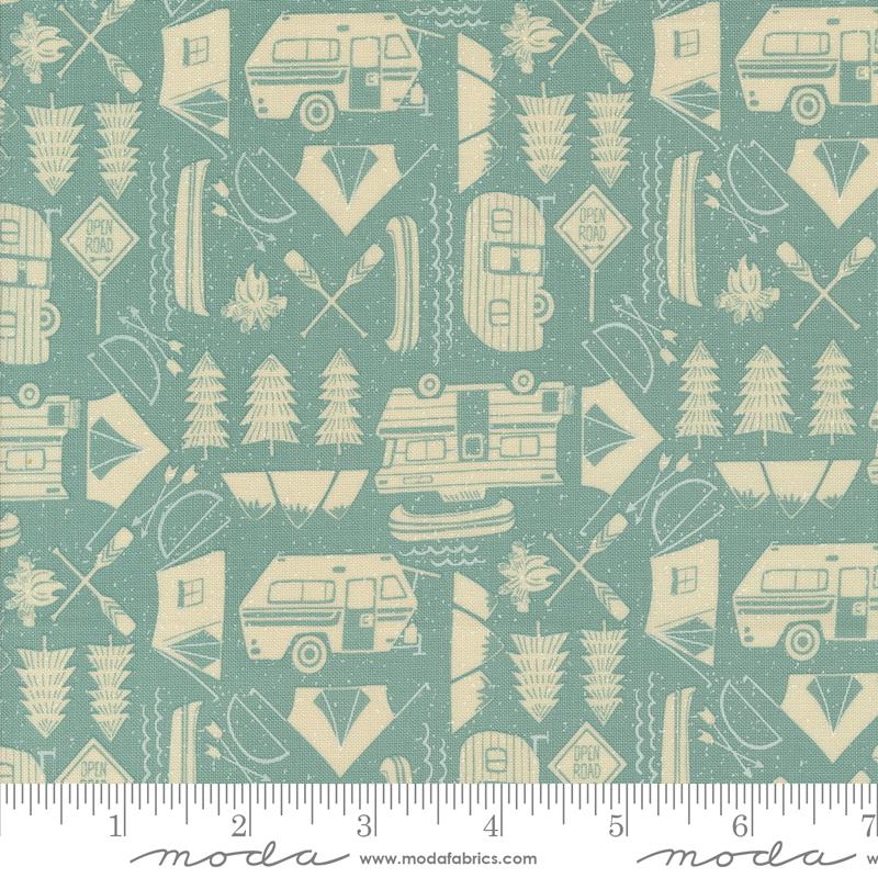 The Great Outdoors Camper - Sky - Quilt Fabric