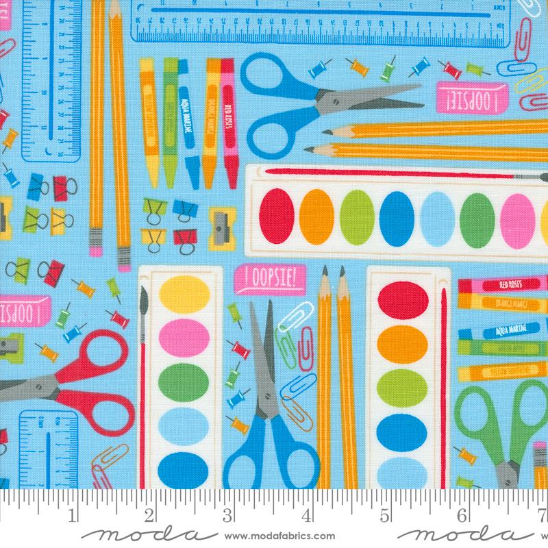 Back To School Supplies - Water - Quilt Fabric