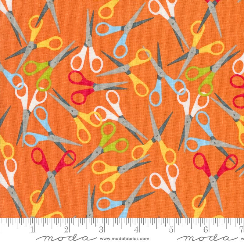 Back To School Scissor - Orange - Quilt Fabric