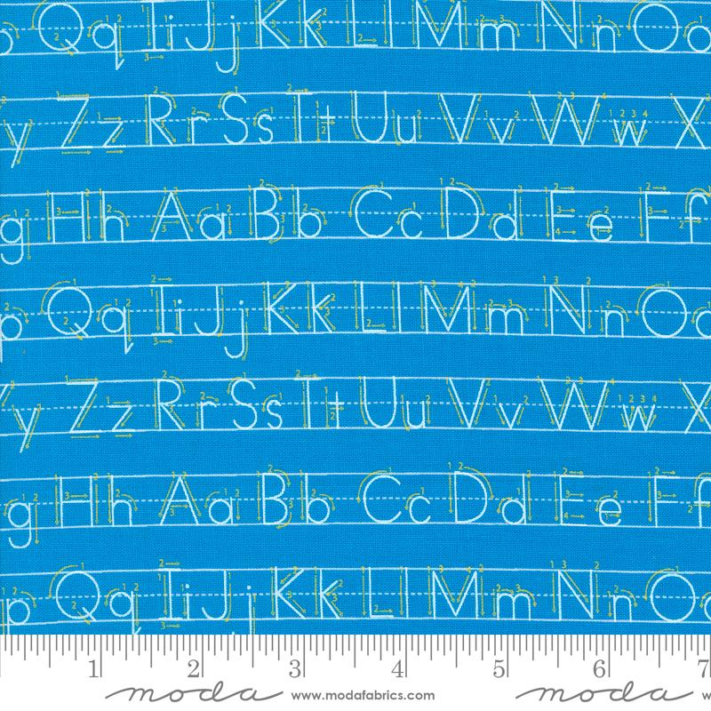 Back To School Letter - Bright Sky - Quilt Fabric