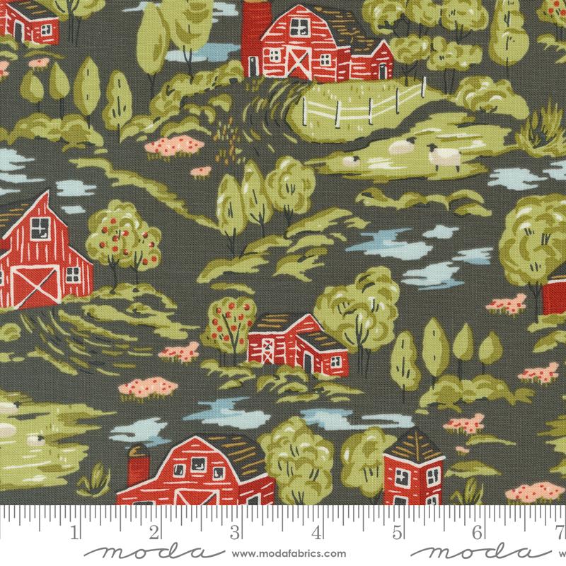 Farmstead Farm - Charcoal - Quilt Fabric