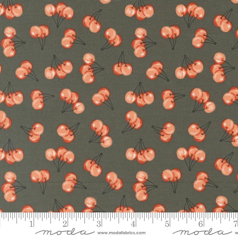 Farmstead Cherry - Charcoal - Quilt Fabric