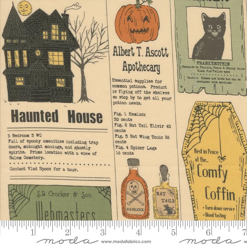Home Sweet Haunt News Bone - Halloween Quilt Fabric