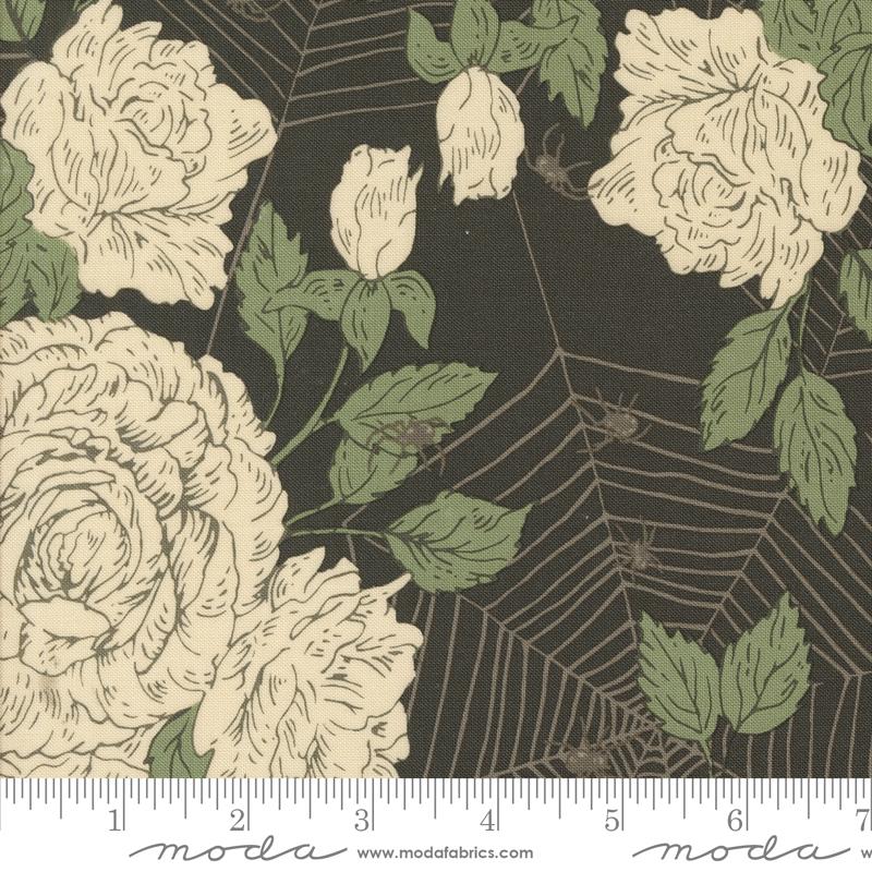 Home Sweet Haunt Roses Charcoal - Halloween Quilt Fabric