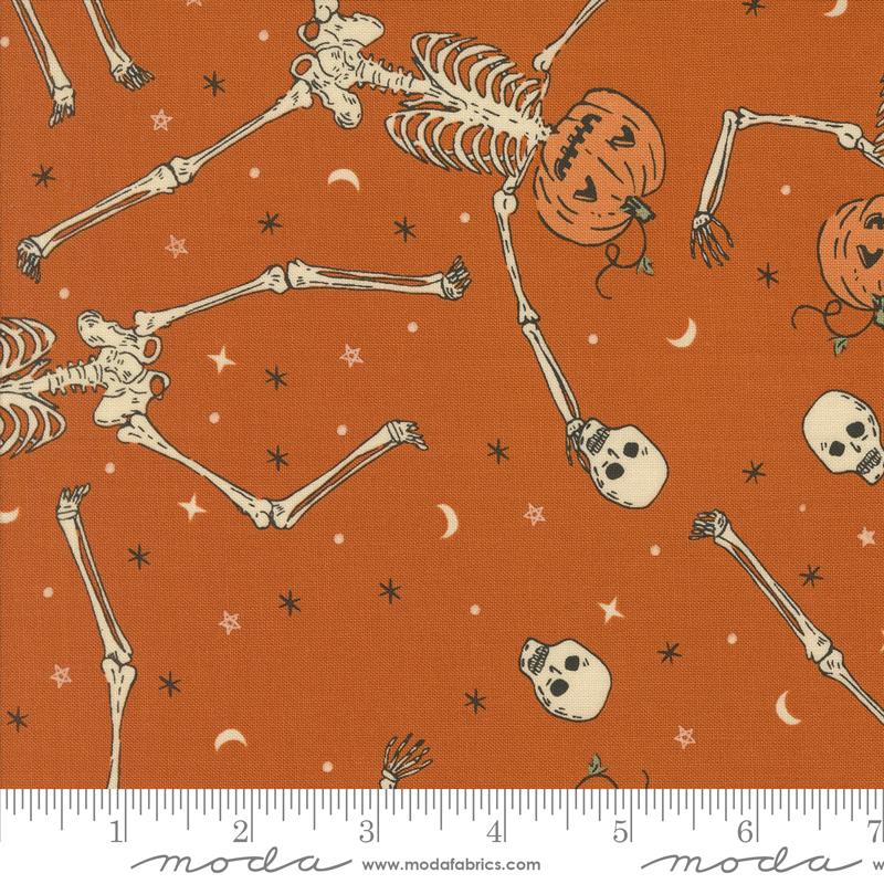Home Sweet Haunt Skeleton Rust - Halloween Quilt Fabric