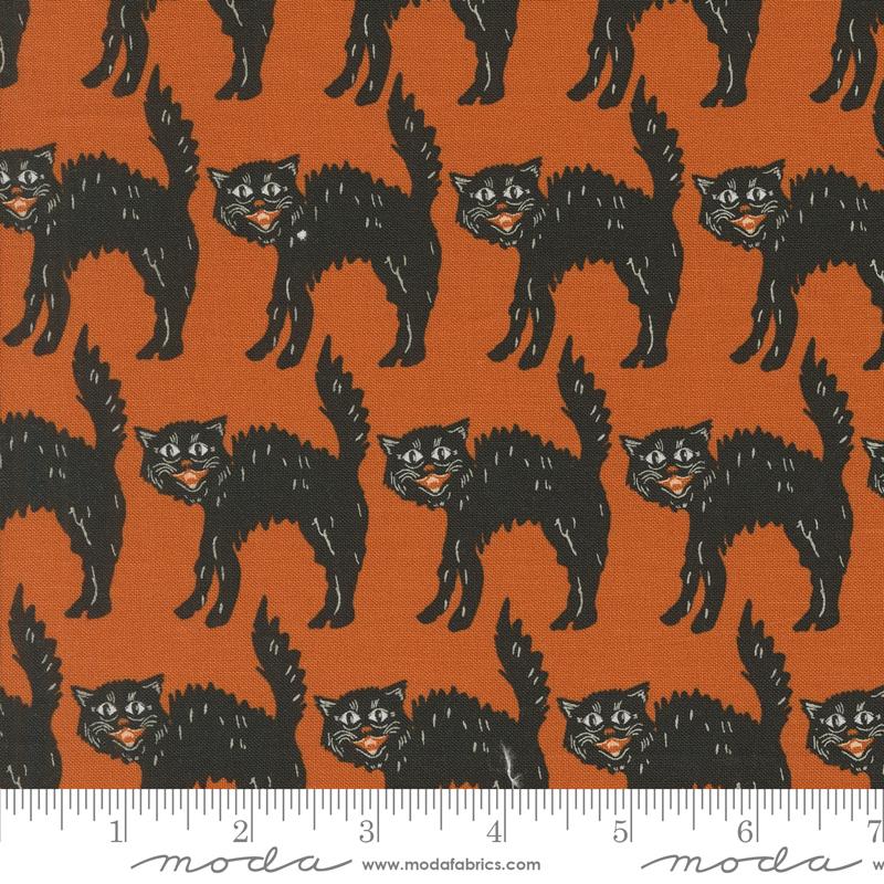 Home Sweet Haunt Cat Rust - Halloween Quilt Fabric