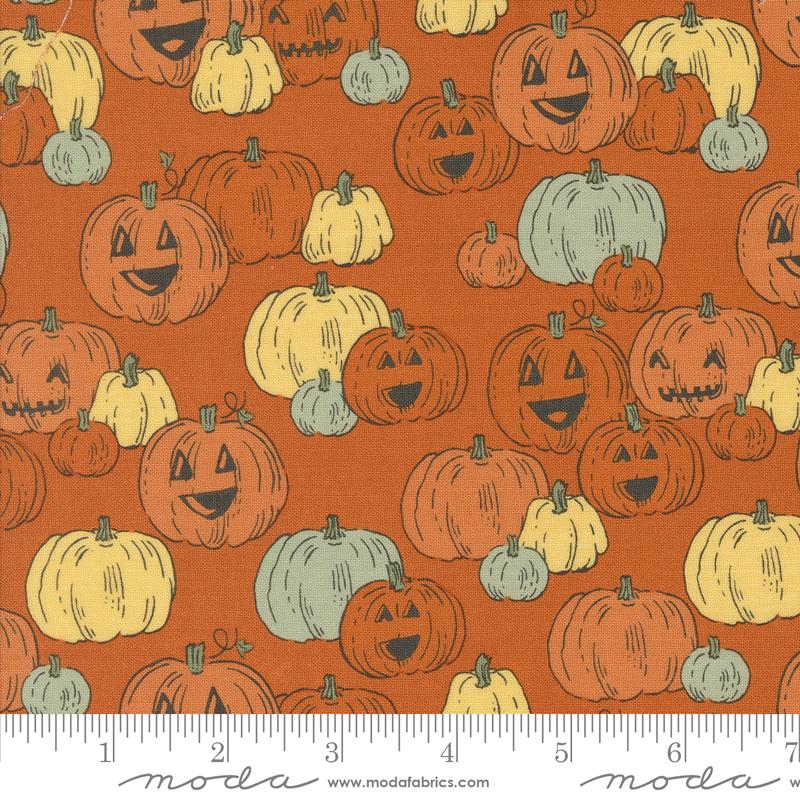 Home Sweet Haunt Pumpkin Rust - Halloween Quilt Fabric