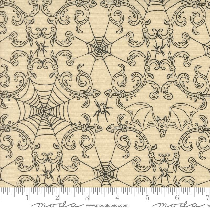 Home Sweet Haunt Webs Bone - Halloween Quilt Fabric