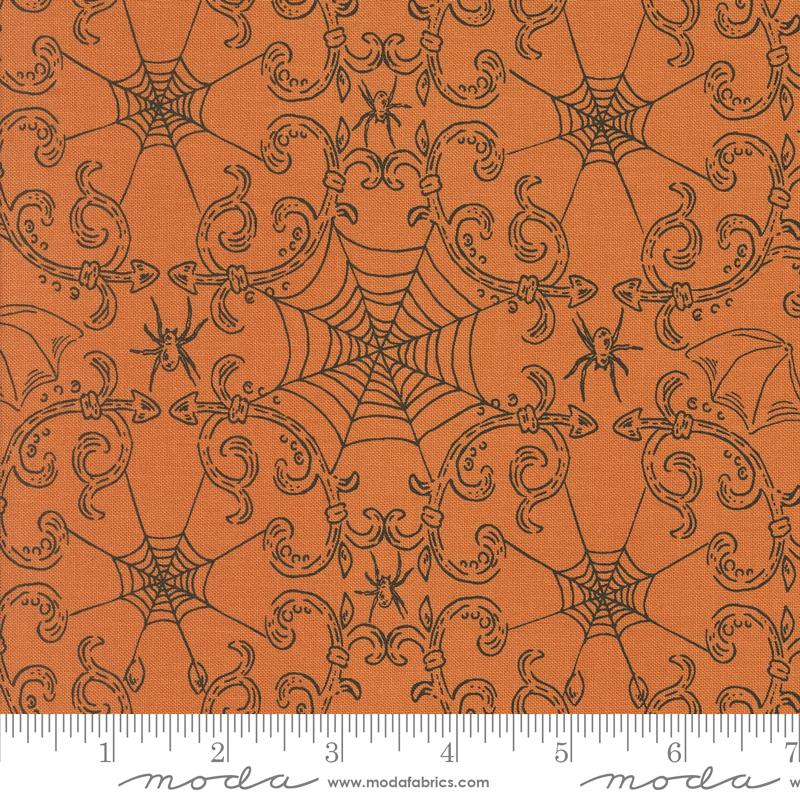 Home Sweet Haunt Webs Pumpkin - Halloween Quilt Fabric