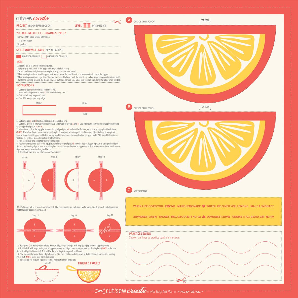 Lemon Zipper Pouch - Sewing Kit