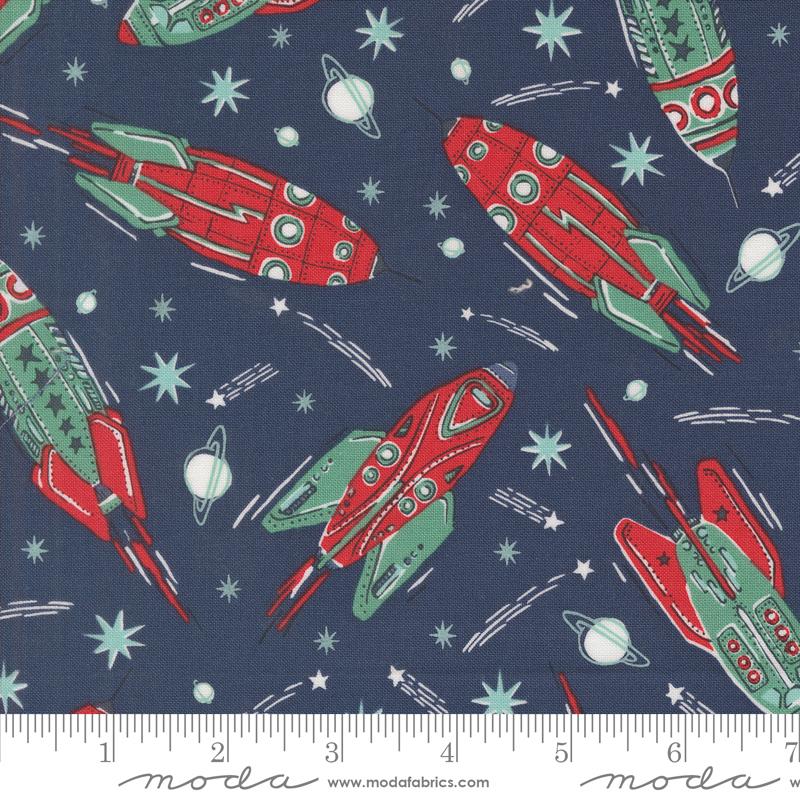 321 Blast Off Spaceship Galaxy - Quilt Fabric