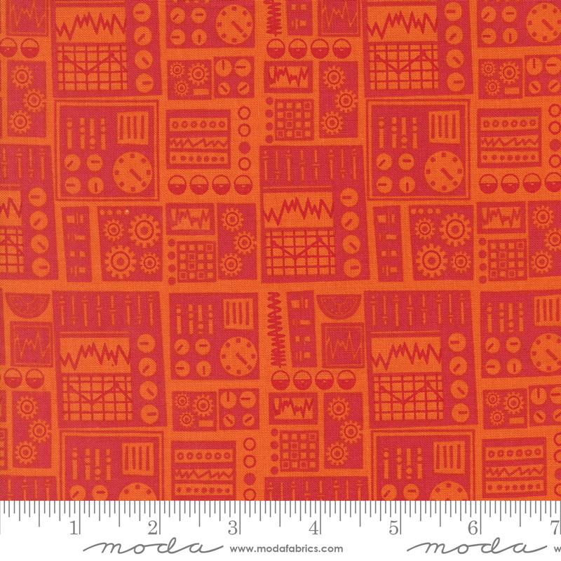 321 Blast Off Computer Mars - Quilt Fabric
