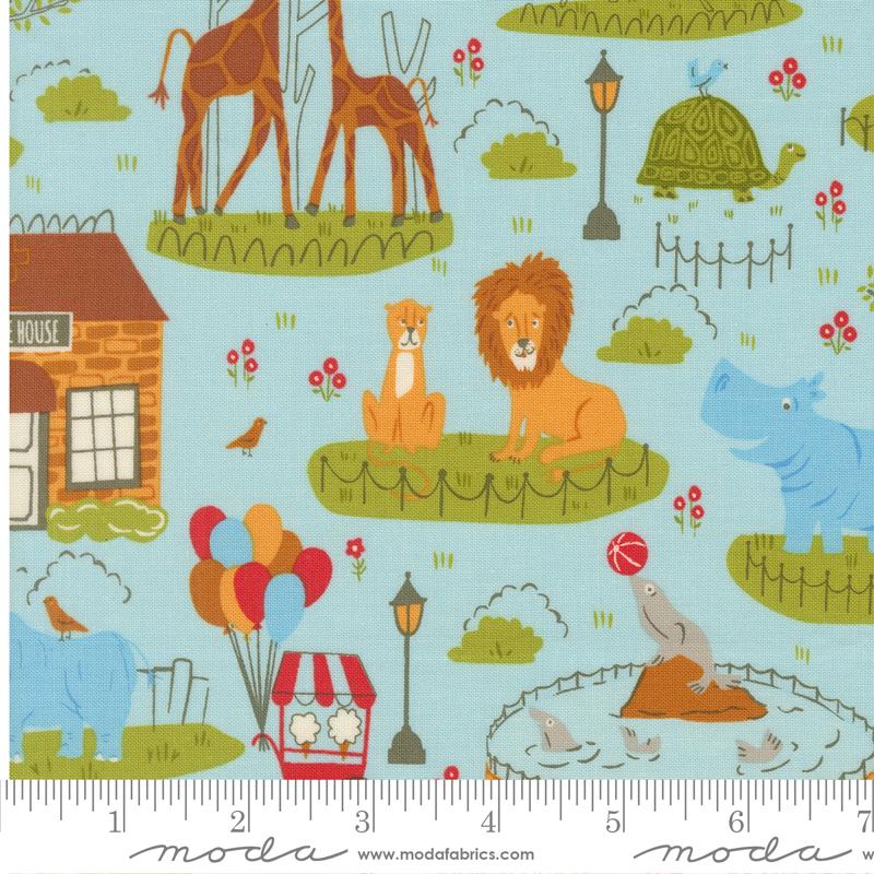 Animal Park Fun Zoo Water - Quilt Fabric