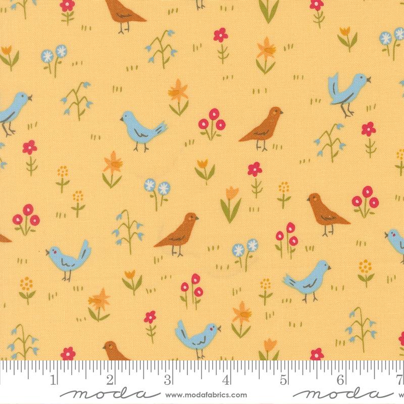 Animal Park Fun Birds Banana - Quilt Fabric